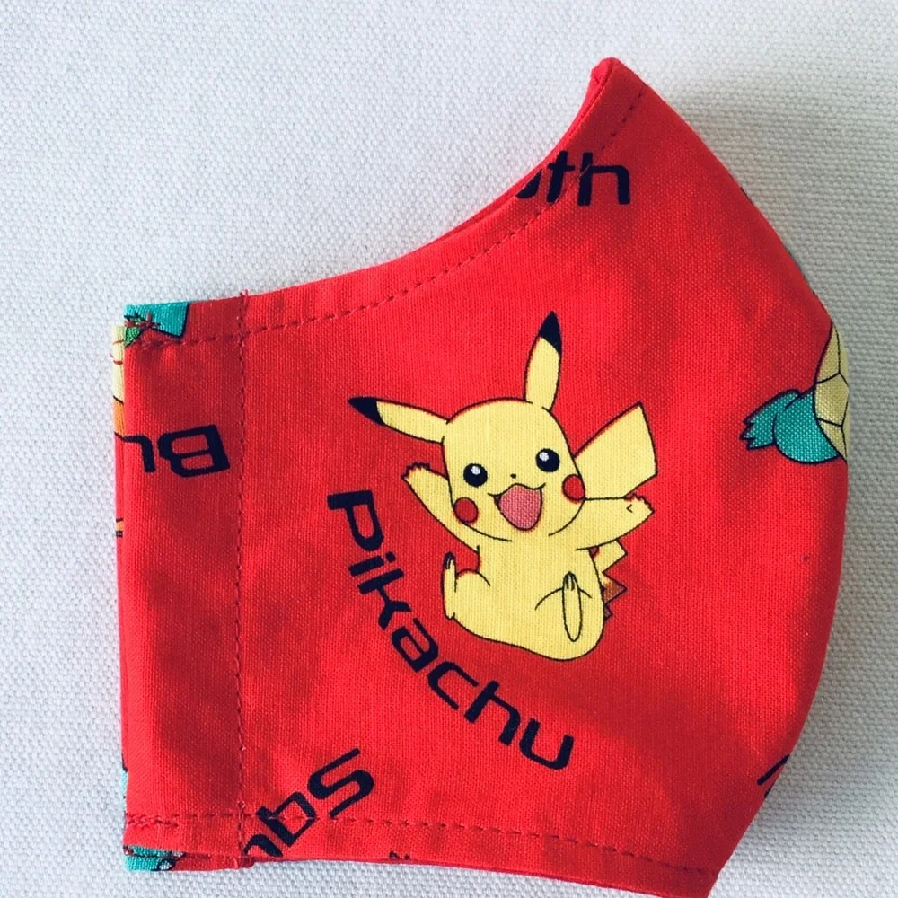 HAND CRAFTED PIKACHU RED COTTON FACE MASK